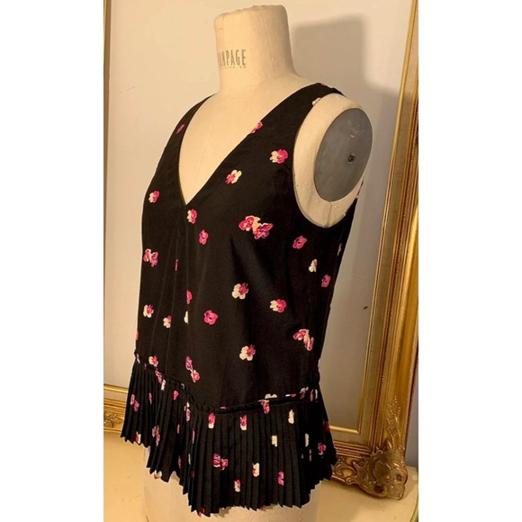 Rebecca Taylor | Mia Pleat Top Sleeveless V-Neck Silk/Spandex Floral - Picture 12 of 12